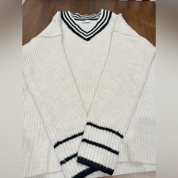 Arizona Jean Co V-Neck Sweater with Stripes preppy academia tennis - Picture 12 of 15